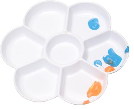 Künstler Misch Farbtablett, Blumenform, Aquarell Malschale, Mal-Paletten, Weiße Kunststoff Farbmischschale, Universalpalette, Farbschalenpaletten mit 7 Vertiefungen,1 STK