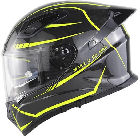 ZXJDP Leichter Motorradhelm aus Kohlefaser,DOT/ECE Dual-Visier Integralhelm mit großem Heckflügel,Cooler Jethelm Roller-Helm Scooter-Helm Moped Mofa-Helm für Männer Frauen,D,XXXL