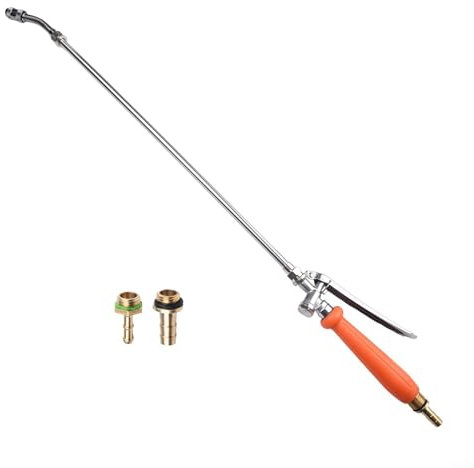 QOXEZY Lancia spray telescopica, in acciaio inox, 1/4 e 3/8, in ottone, con maniglia per interruttore per lavaggio auto, irrigazione fiori (1 set)