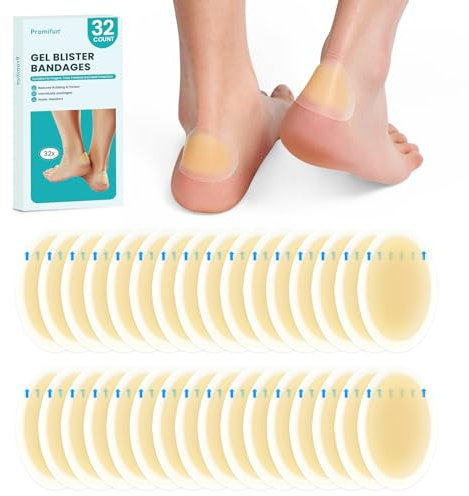 Promifun 32 Stück Blasenpflaster - Wasserdichte Hydrokolloid-Pflaster - Blasen Pads für Ferse, Fuß, Zehe, FüßeK (Heel Pack)