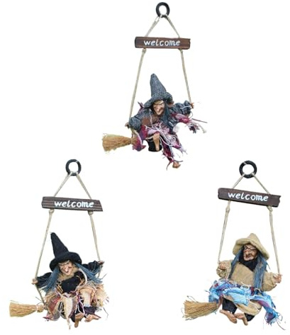 Halloween Witch Decoration 3X AssortedColor Witch Dolls Harsh Weather Resistant Halloween Decor Designed for Continuous During As Shown