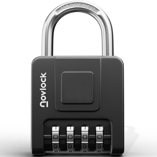 Combination Padlock for Outdoor & Indoor – Weatherproof, Heavy Duty, Portable – 7mm Shackle – for Gates, Fences, Lockers, Sheds, Cabinets – 1-Pack, Black