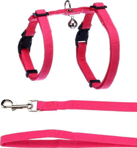 Imbracatura con Guinzaglio Flamingo Lomi – Fuchsia | Per Gatti di Taglia Normale | A: 22-36 cm, B: 27-46 cm, C: 110 cm x 10 mm x 2 mm – Regolabile, Comoda, con Design Elegante