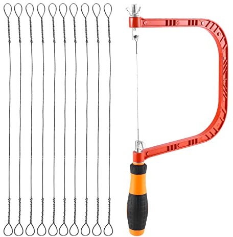 Asyduey 6 Inch Coping Saw Hand Saw, Fret Saw Coping Frame and Extra 20 Pcs Replacement Blades Set for Wood,Plastic, Rubber,
