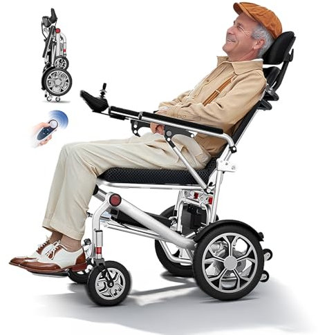 ZQHQKJ Fauteuil roulant électrique pliable ultra compact avec télécommande, cadre en magnésium de 15,8 kg, batterie au lithium de 400 W, portée de 25 à 50 km, capacité de charge 150 kg, pour personnes