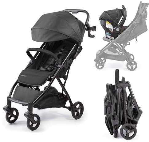 Ingenuity Ingenuity 3Dquickclose CS+ Compact Fold Stroller – Lightweight Stroller with Oversized Canopy, Extra-Large Storage and Compact Fold, Black