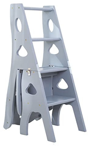 Sgabello pieghevole in legno a 4 gradini e sedia a scala, per casa, biblioteca e matrimonio, versatile sgabello da interno per un facile accesso e conservazione