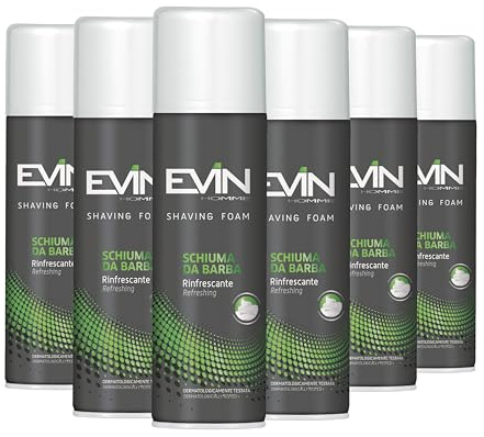 EVIN HOMME | Erfrischender Rasierschaum, macht die Haut glatt und weich während der Rasur, 6 x 300 ml