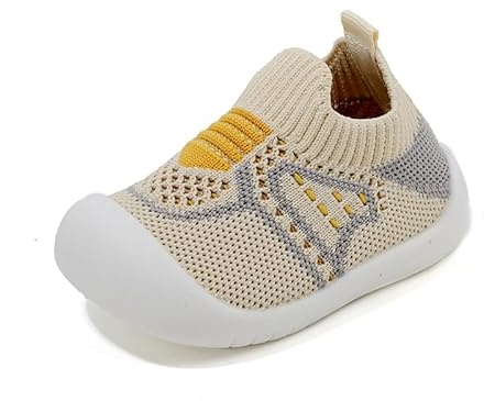 Babyskor med mjuk sula, halkfria krypskor av ventilerande nät, lära-gå-skor slip-design för 0–3 år, kaki, 6-12 månader