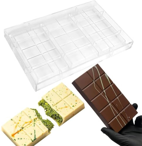 Cikiki Polycarbonate Mold For Dubai Chocolates Making 3-Cavities Deep Filled Break Apart Chocolate Molds for Dubai Bars Candy Energy Bar Maker Candy Mould