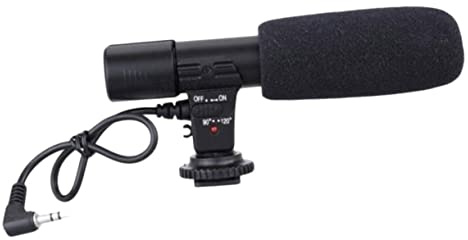 LRXIYODE Microfono Esterno per Fotocamera DSLR Professionale ABS Nero Risposta in Frequenza e Sensibilità Stereo per Video Interviste e Registrazione