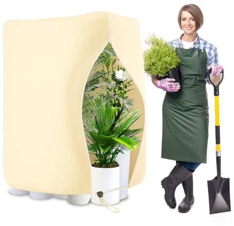kaiyaya 1 Pièce Hivernage Plante Extérieur 180 x 120 cm avec Fermeture Éclair et Cordon de Serrage - Protection Hivernale pour Arbres en Pots (Palmiers, Oliviers, Arbustes)