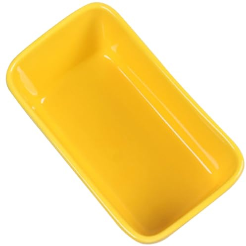 TOVINANNA Mantequillera de Cerámica Rectangular Amarilla Recipiente para Mantequilla Caja Reutilizable para Conservar Queso Soporte Práctico para Cocina y Refrigerador 1 Unidad