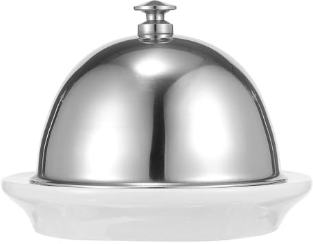 Homoyoyo plateau de beurre plat de beurre avec couvercle beurrier plat d'assaisonnement en porcelaine Silver