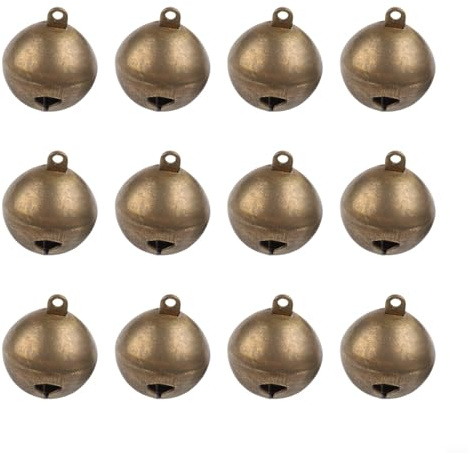 GANCEI Juego de 12 cascabeles de cobre vintage, accesorios de latón de 25 mm para proyectos de bricolaje, decoraciones navideñas y collares para mascotas