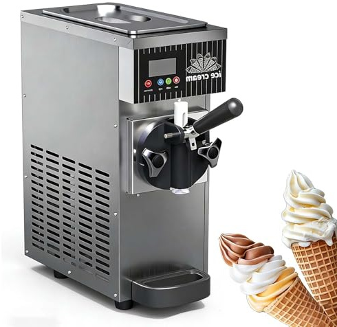 Macchina per Gelato Soft Da 450 W Di Qualità Professionale, Macchina per Gelato Soft Da Banco, Serbatoio Da 2,5 L E Congelatore Da 1 L, Pulizia Automatica E Pannello Touch LED per Bar(Gray)