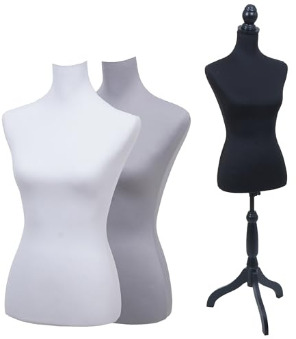 Mendler Schneiderpuppe mit 3 Bezügen HWC-Q24 Schaumstoff | Schaufensterpuppe, Torso, weiblich, Abnehmbarer, Bezug