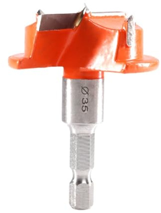 EaseSunny 35mm Hinge Boring Bit, Carbide Tipped Drill for Wood, 1/4 Hex Shank, Hole Opener for Cabinet Installation on Particleboard, Melamine, Wood, Pack