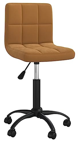 RuiNingRN Drehbarer Esszimmerstuhl Braun aus Samt mit Rollen, höhenverstellbarer Polstersessel für Esszimmer, Küche, Wohnzimmer und Büro, 360 Grad drehbar, Stabiler Stuhl