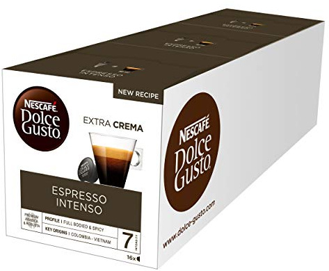 NESCAFÉ Dolce Gusto Espresso Intenso Coffee Pods, 16 capsules (48 Servings, Pack of 3, Total 48 Capsules)