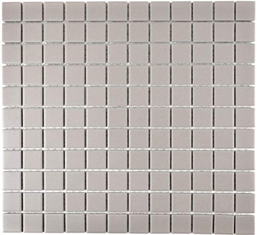 MOS18-0204-R10 - Piastrelle per mosaico in ceramica, colore: Grigio chiaro