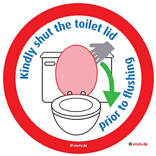 immi 4x Aufkleber Kindly shut down the lid prior to flushing (Vor dem Spülen Klodeckel runter) Ø 95mm