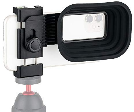 KIWIFOTOS Universal Anti-Reflection Camera Lens Hood with Removable Phone Clip for iPhone Android Smart Phone, Eliminates Window Glare & Reflections