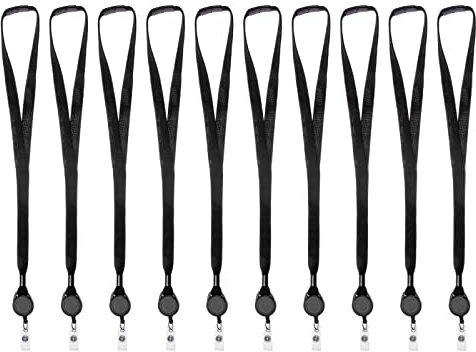 Karteo Schlüsselband Lanyard schwarz mit Ausweishalter Jojo [10 Stück] Schlüsselbänder Ausweishalter unbedruckt für Kartenhüllen Ausweishüllen