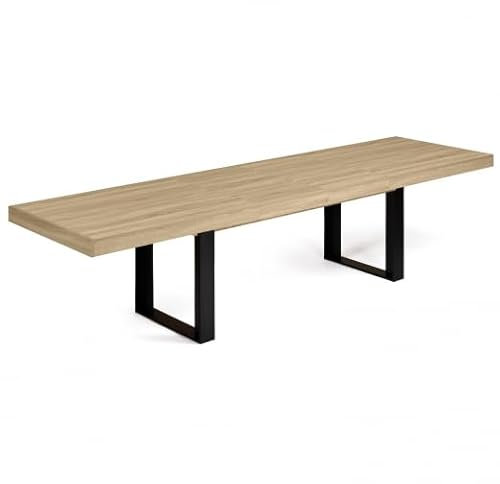 IDMarket Phoenix Esstisch, ausziehbar, rechteckig, 6-12 Personen, Holz und Schwarz, 200-300 cm