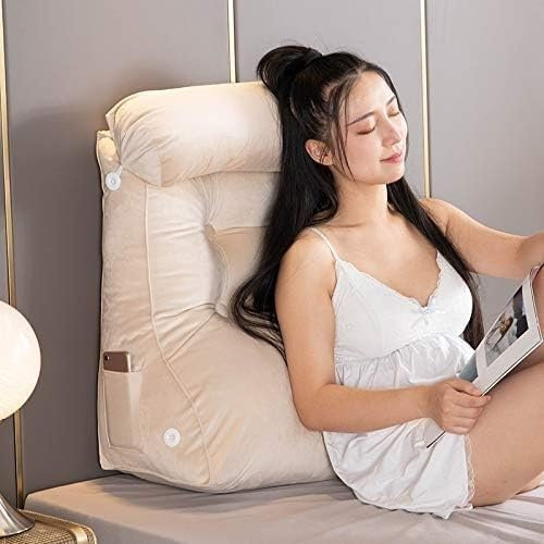 YUNYHAO Lesekissen, Bettrückenkissen, Rückenstützkissen, Home-Office-Sofastuhlbett, Abnehmbares Nackenstützkissen, Geeignet Zum Sitzen Auf Dem Bett/Sofa (Color : White, Size : 55cm)