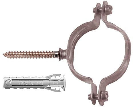 Fischer 10 Pz Collarino per Tubi in Rame CUV D14 per Fissaggio di Tubi in Rame, Diametro 14 mm, Include Tassello SX Plus 6 e Vite Doppia M6, 567650