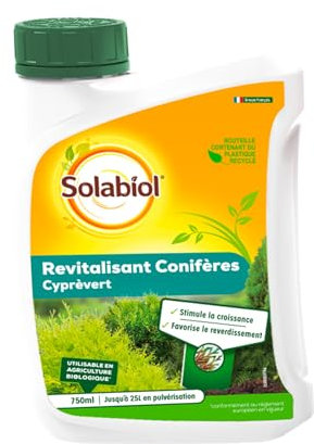 SOLABIOL Engrais Conifères - Cyprevert Revitalisant - 750ml - Jusqu'à 250m² - Stimule La Croissance - Favorise Le Reverdissement - Efficace Sur Conifères & Arbustes SOCYP750S