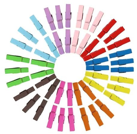 Madera mini pinzas de ropa coloridas, 110 unidades, para colgar fotos y cuerdas fotográficas con pinzas