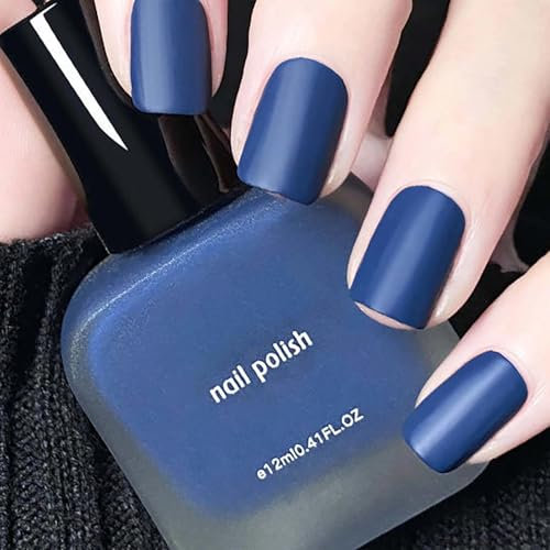 Blue Matte Nail Polish - Long-Lasting, Quick-Drying, DIY Nail Art for Women - No UV Needed - 12ML
