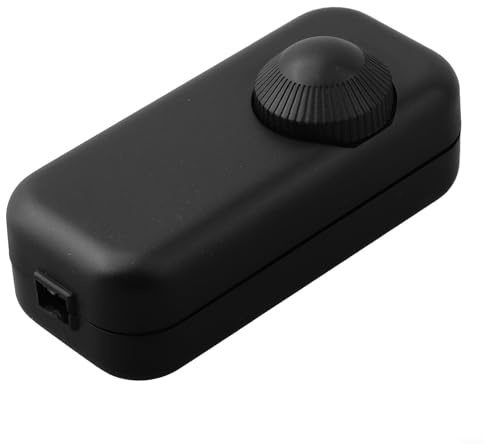 Inline LED Dimmer Switch Built-in Rotary ON/OFF Knob Control 10-60W Incandescent 3-24W LED Compatible 220-240V AC Black White(black)
