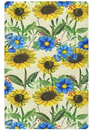 Odot Spannbetttuch für Babybetten, Sonnenblume Muster Kinderbett Spannbettlaken Beistellbett Spannbettlaken Stubenwagen Bezug Kinderwagen/Moseskorb Matratzenbezug (Blau Blume,120x70cm)