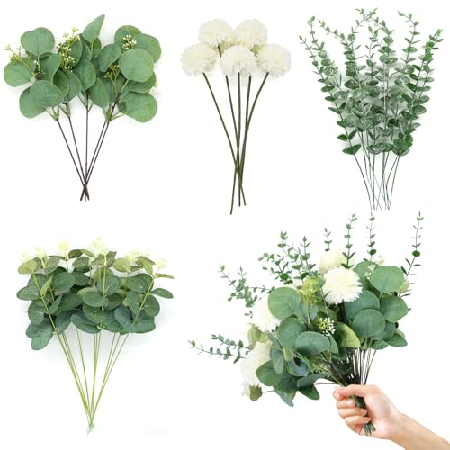 30 Piezas Eucalipto Preservado con Hojas y Ramas,Hojas Artificiales,Tallos de Eucalipto Artificial,Plantas Artificiales Decorativas,pour Decoración de Hogar,Oficina Boda