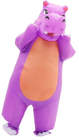 Xryhze Inflatabel Hippo Costume Adult Size Hippo Full Body Outfit for Halloween Fancy Cosplay Party Dress Air Blow up Costume Birthday Party Dress up