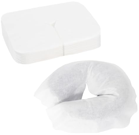 Charmyth 100 Stück Einweg Nasenschlitztücher für Massageliege, 43 x 33 cm Vlies Gesichtsauflage Bezug für Gelkissen Kopfstütze Massage Zubehör