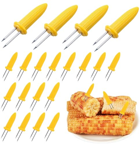 20 pcs Supports pour épis de maïs, pics à épis de maïs, acier inoxydable porte-maïs, pour barbecue, fourchette, ustensiles de cuisine en acier inoxydable