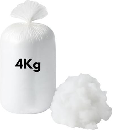 Bedding Home Bounce Back Hollow Fibre Stuffing for Crochet | Polyester Bean Bag Filling Stuff 4kg | Washable White Fluff Sofa Bean Bag Stuffing for Crafts Cushion Bed Pillow Filling (4KG)