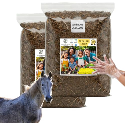 Estiércol de Caballo (6 L) Curado 2 Años - Abono Premium 100% Natural - Sin Olor para Huerto, Jardín y Plantas - Nutrientes para Crecimiento Explosivo