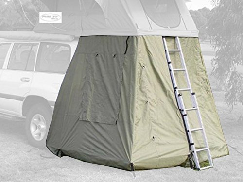 Prime Tech | Vorzelt für Autodachzelt Wasteland | 140x120x200 cm | Zelt-Erweiterung in Grün | Schneller Aufbau | Wetter- & Sichtschutz | Zusätzlicher Raum unter Dachzelt | Camping-Zubehör
