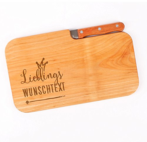 Cera & Toys® Frühstückbrettchen Set mit Messer - Lieblings… - mit Gravur Ihres Wunschtextes