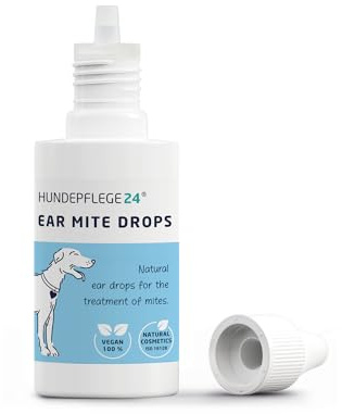 Hundepflege24 ear drops for dogs & cats against ear mites, inflammation, ear mange, itching & discharge - 100% natural, effective immediate relief - dog ear drops for infection 50ml