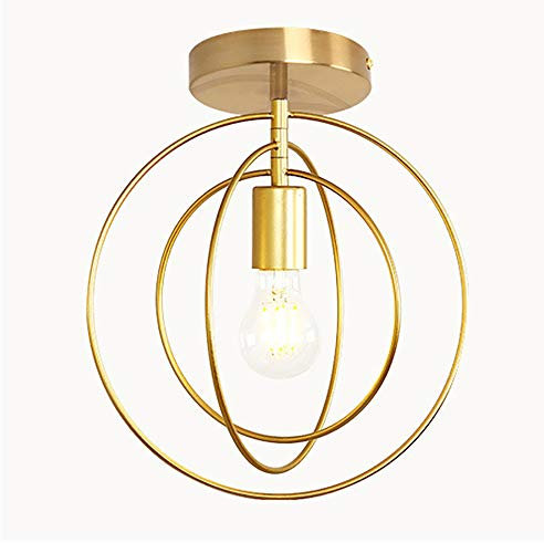 Plafonnier Rétro Industrielle en Métal,DIY Lustre Fer Doré Boules 360°Régble Lampe Suspension Luminaire, Diamètre 32cm (Ampoule Non incluse) (A)