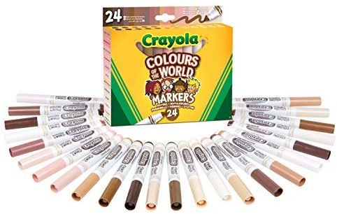 CRAYOLA, Colours of the World Filzstifte Kinder Auswaschbar, ab 3 Jahren | Malstifte Set in 24 Farbtönen, Farbstifte mit den Hautfarbtönen der Welt, mit Konischer Spitze, Malstifte