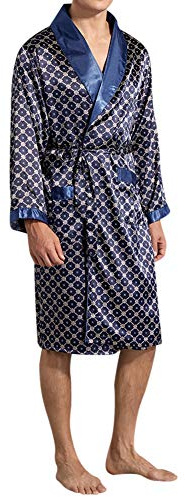 YOUTHUP Herrmorgonrock mjuka släta badrockar blommiga lätta myskläder med bälte sjal pyjamas nattkläder