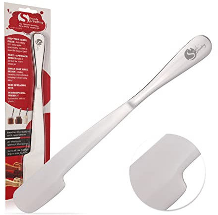 Simple preading Stainless Steel Spreader Knife: Spatula for Peanut Butter, Jelly, Chocolate, Strawberry Jam. 11.5 Multifunction Stir & Scrape BIG Jar