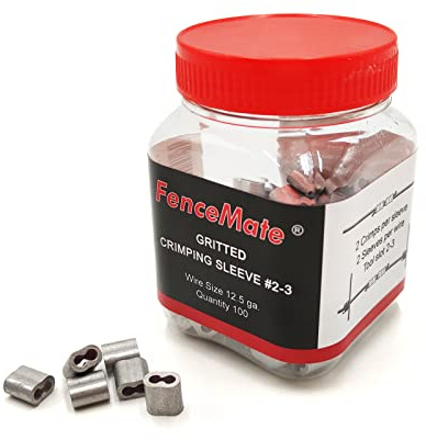FenceMate Aluminum Alloy Crimp Loop Sleeves #2-3 to Splice & Join Metallic Wires or Ropes, Gritted with Super Holding Force on High Tensile Wires Used in Fencing & Hanging, Wire Crimper 100pcs/Pack